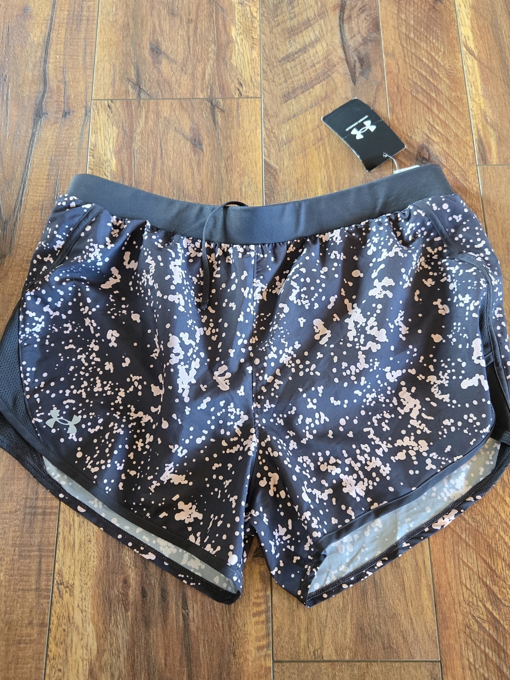 Under Armour Black Athletic Shorts with Light Pink Splatter